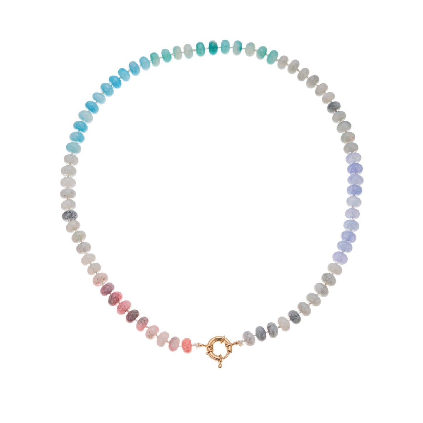 Necklace - Stone Glass - Pastel Rainbow