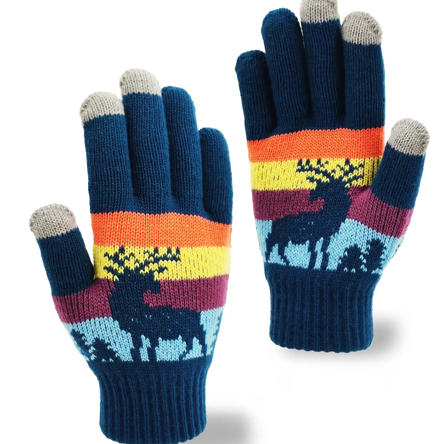 Gloves - Forest Majesty Deer - Navy