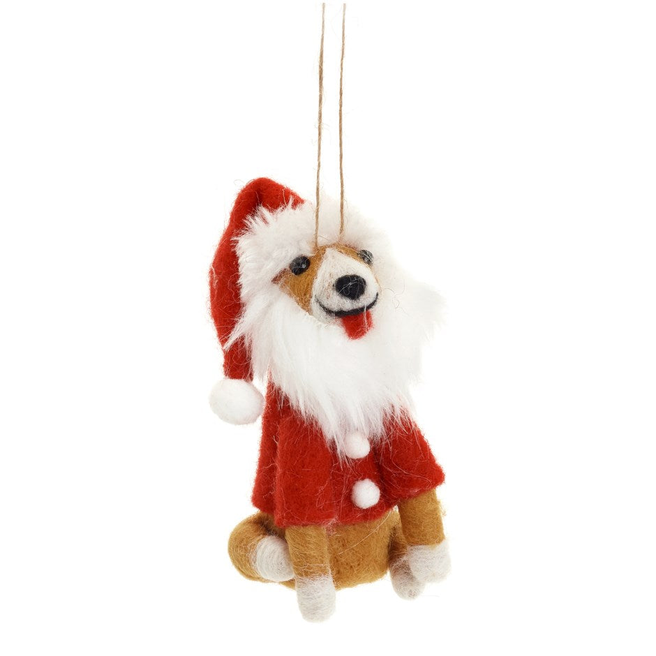 Ornament - Felt - Dog Santa