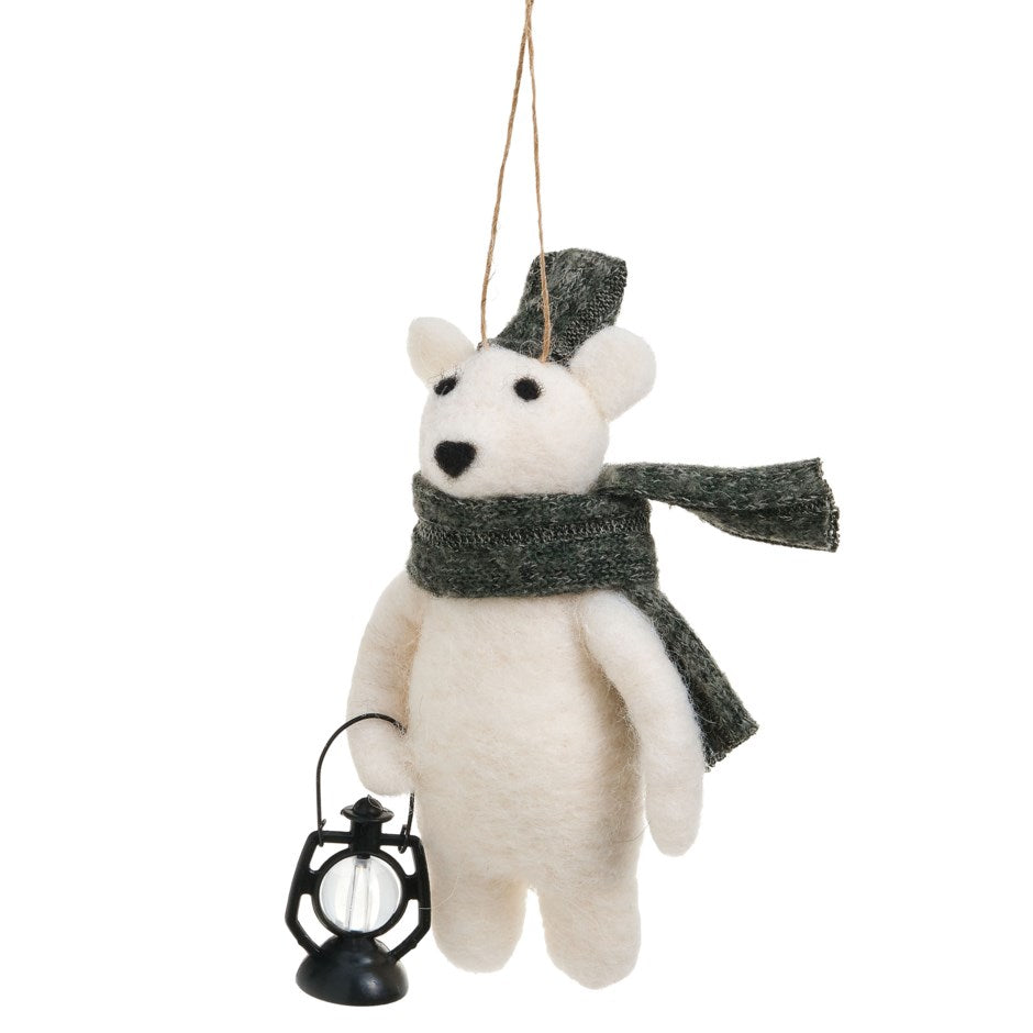 Ornament - Felt - Polar Bear with Lantern