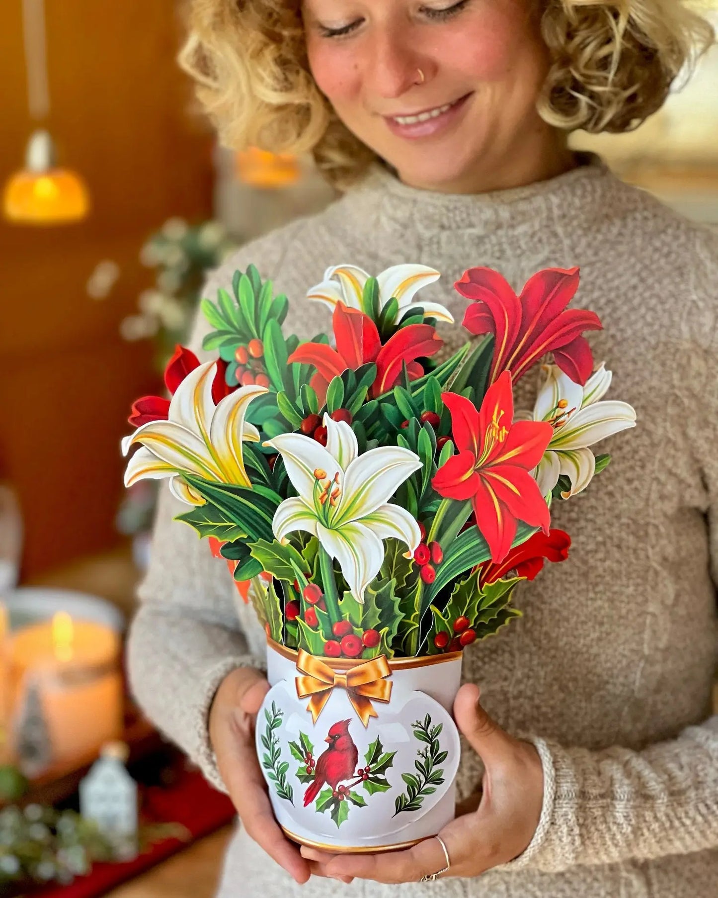 Paper Bouquet - Winter Joy Poinsettias - 12"