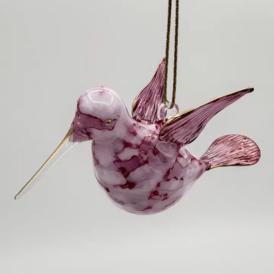 Ornament - Blown Glass - Pink Hummingbird