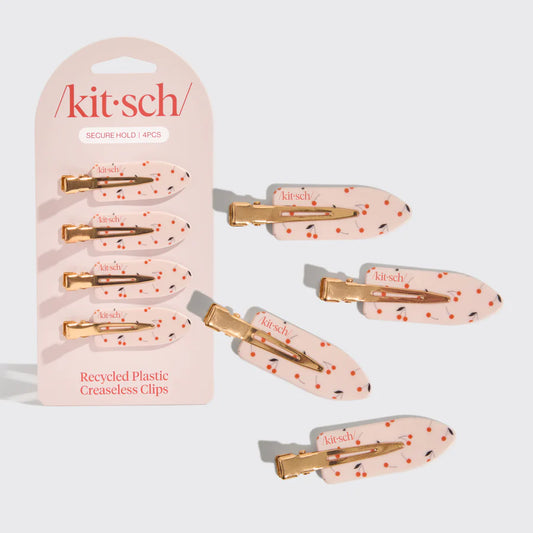 Hair Clip Set - Creaseless - Cherry Print Set of 4