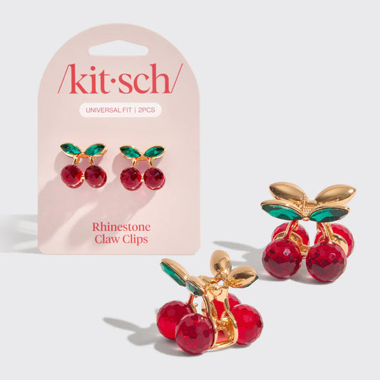 Styling Clips - Cherry Rhinestone - Set of 2