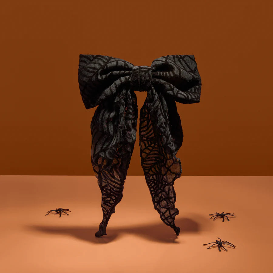Hair Clip - Spiderweb Bow - Black