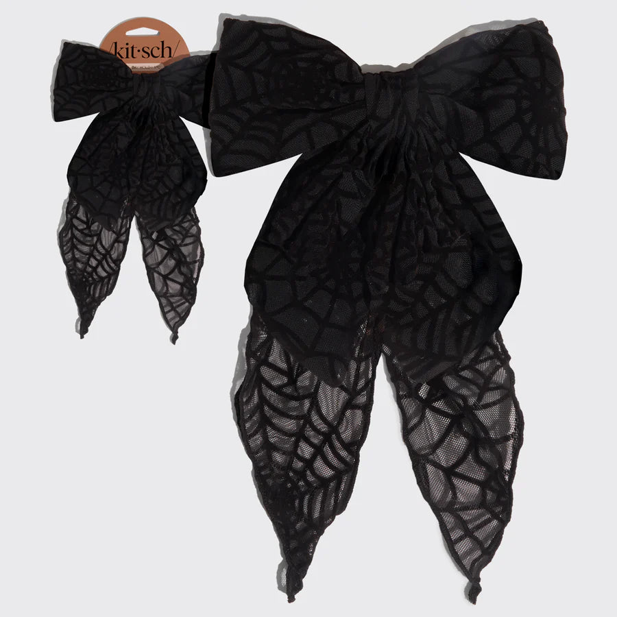 Hair Clip - Spiderweb Bow - Black