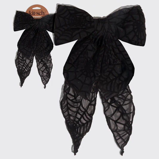 Hair Clip - Spiderweb Bow - Black