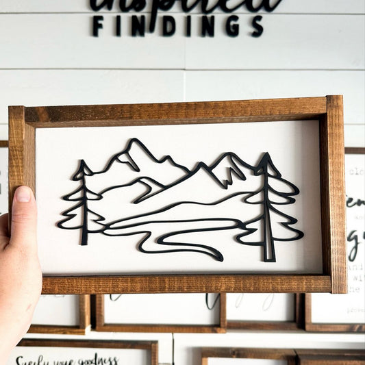 Sign - Laser Cut - Mountains - 6 x 12"