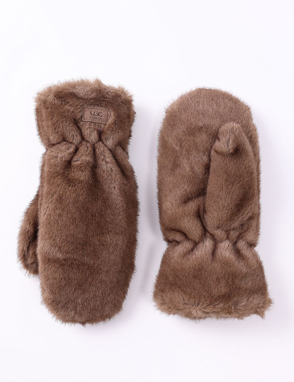 Mittens - Faux Fur Plush - Taupe
