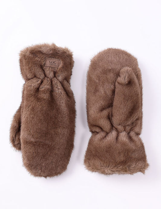 Mittens - Faux Fur Plush - Taupe