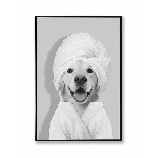 Wall Art - Golden Dog in Towel - 12 x 8"