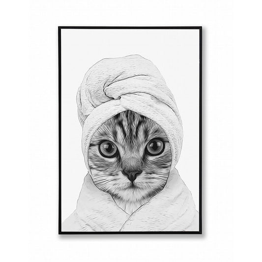 Wall Art - Cat in Towel - 12 x 8"