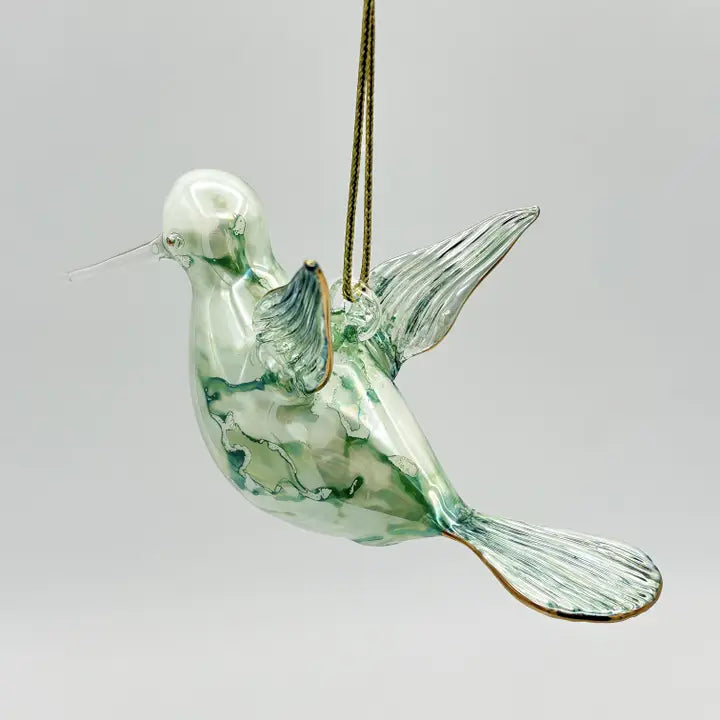 Ornament - Blown Glass - Green Hummingbird
