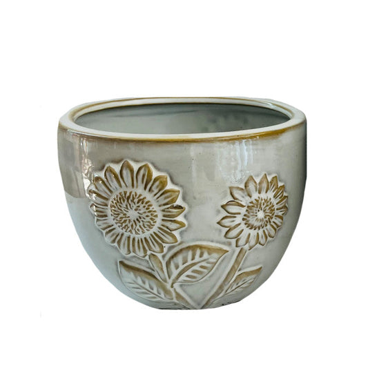 Planter - Cream Sunflowers - 5.5"