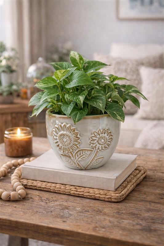 Planter - Cream Sunflowers - 5.5"