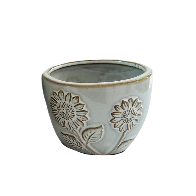 Planter - Cream Sunflowers - 4"