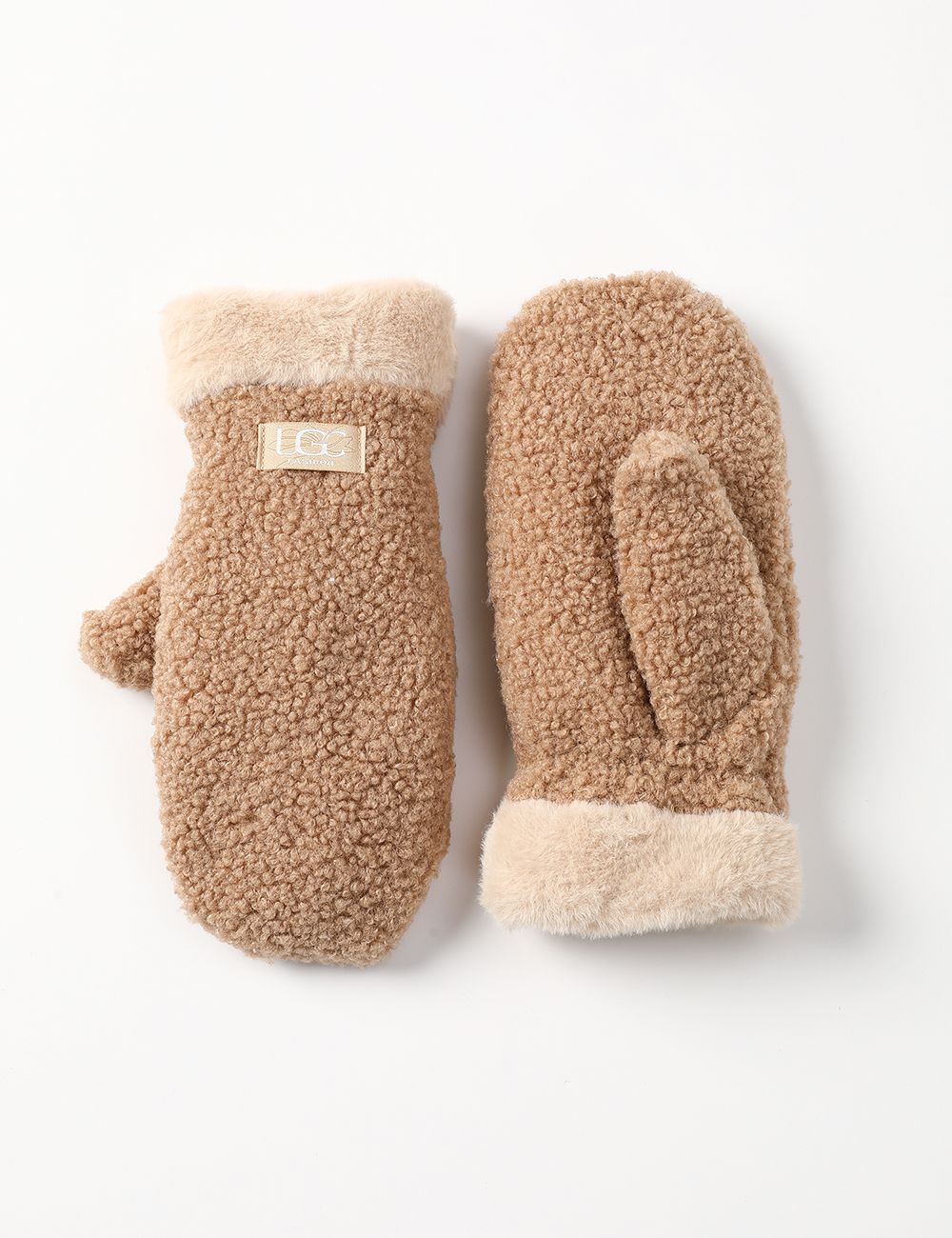 Mittens -Sherpa W/ Fur Cuff - Camel