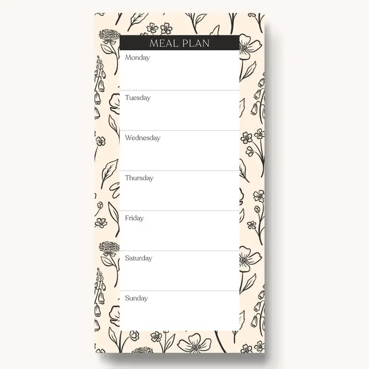 Meal Planner Pad - Pressed Florals - 8 x 4"