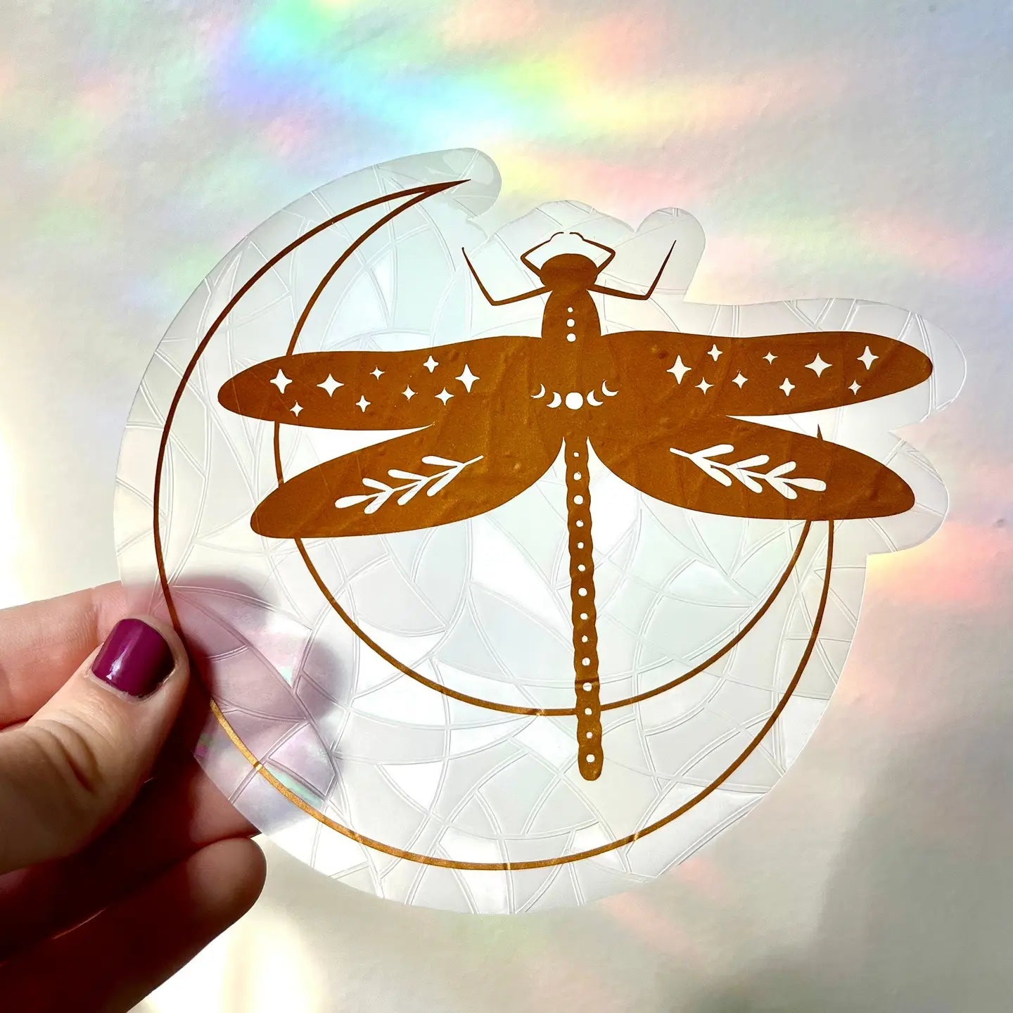 Suncatcher - Window Cling - Dragonfly Moon