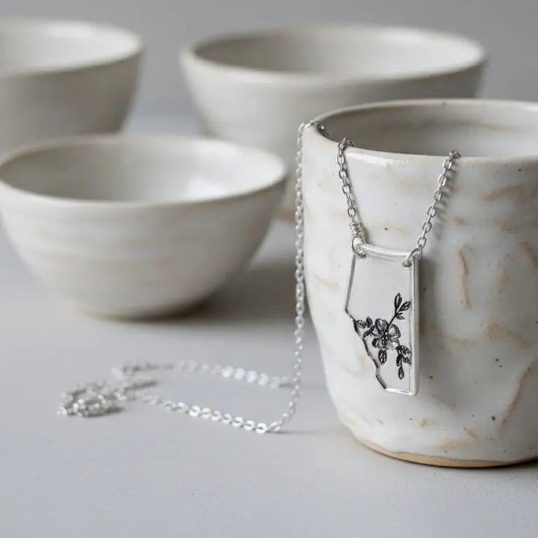 Necklace - Alberta Wild Rose - Sliver