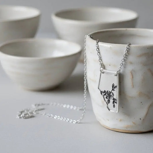 Necklace - Alberta Wild Rose - Sliver