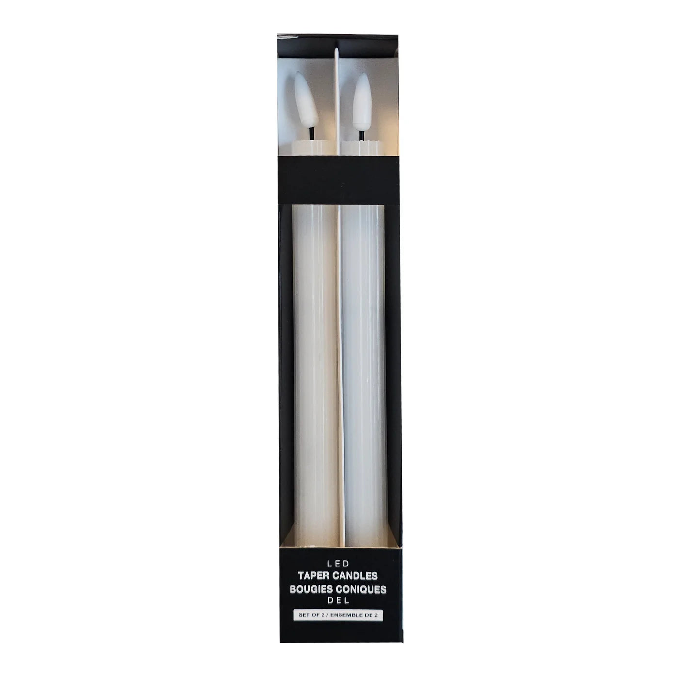 LED Taper Candles - White Empire - Set of 2