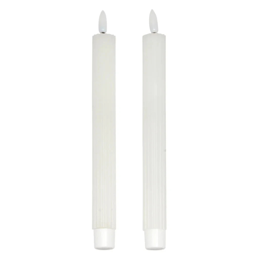 LED Taper Candles - White Empire - Set of 2