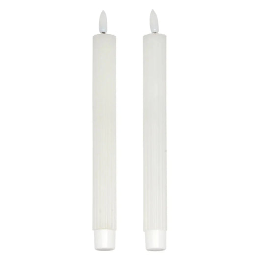 LED Taper Candles - White Empire - Set of 2