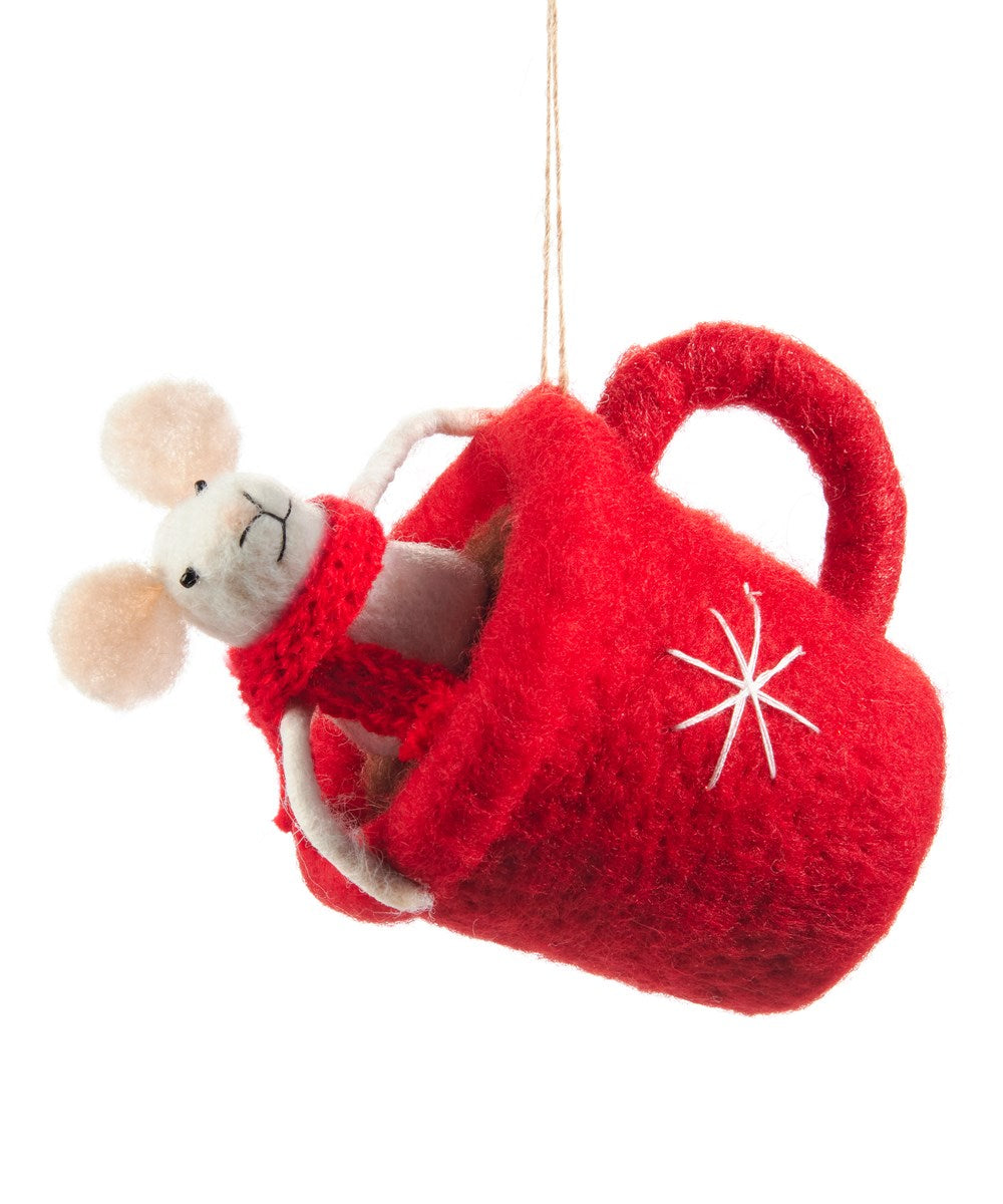 Ornament - Felt - Mouse in Cup