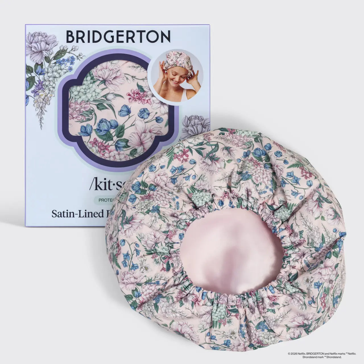 Shower Cap - Satin - Bridgerton Wisteria Floral