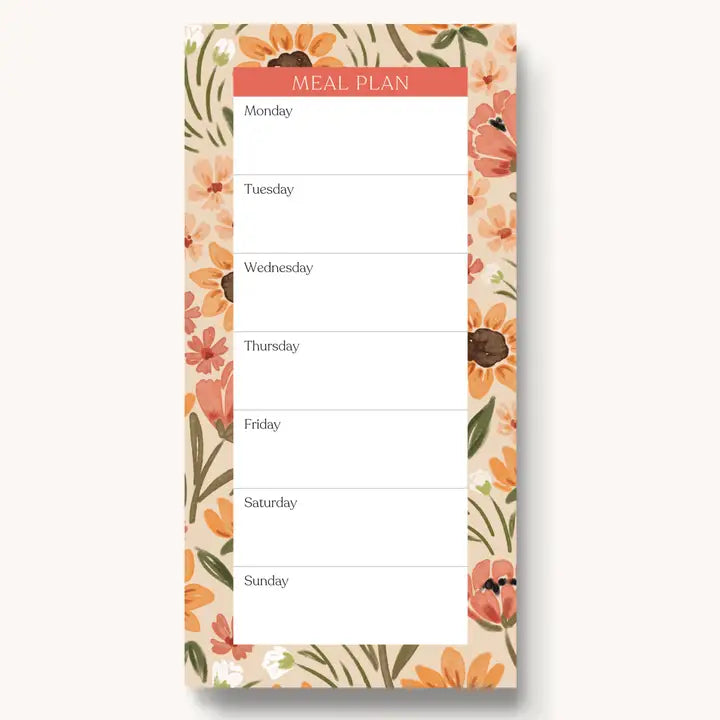 Meal Planner Pad - Sunny Poppies - 8 x 4"