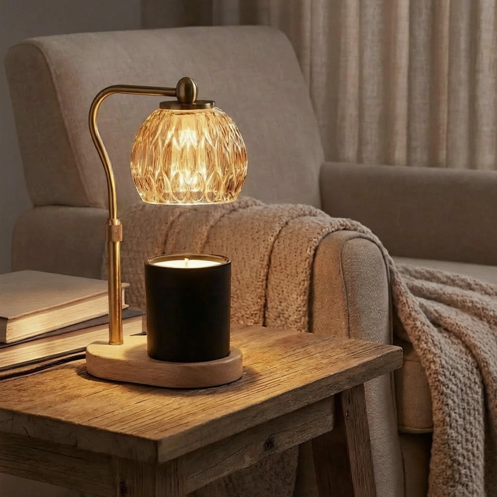 Candle Warmer - Crystal Dome - Light Wood