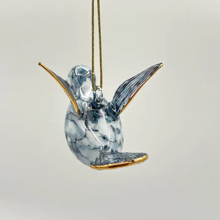 Ornament - Blown Glass - Blue Hummingbird