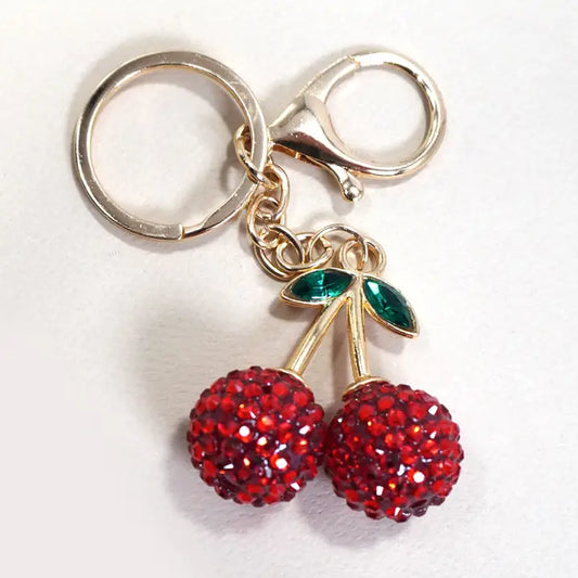 Bag Charm - Rhinestone Cherry