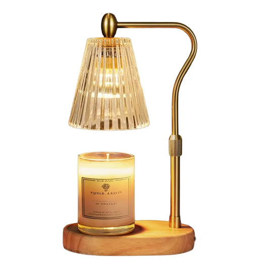 Candle Warmer - Crystal Fluted - Light Wood
