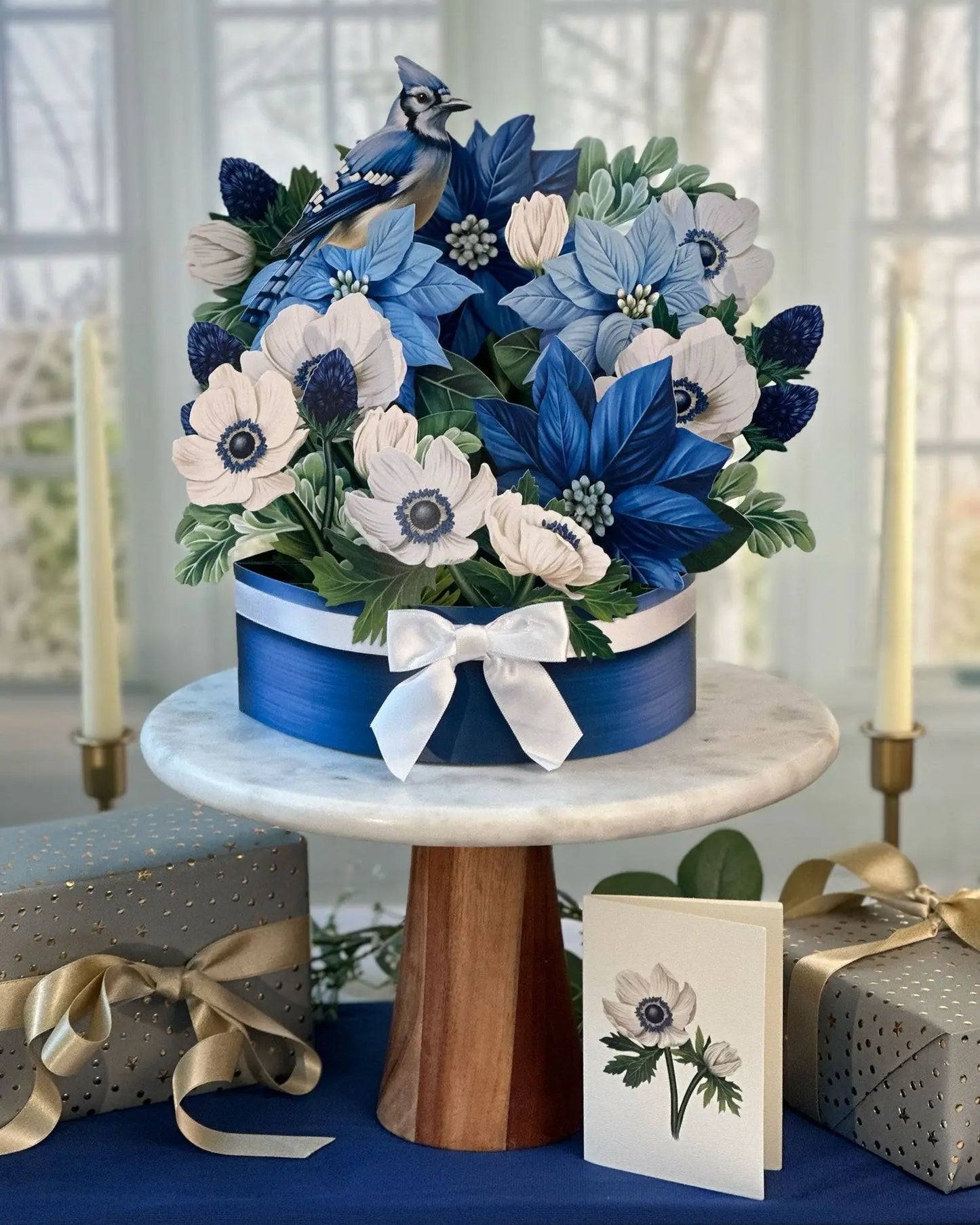 Paper Bouquet - Blue Poinsettia - 12"