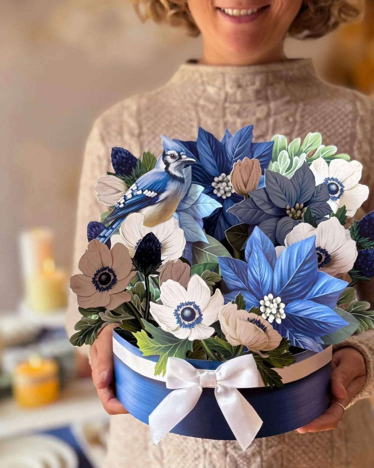 Paper Bouquet - Blue Poinsettia - 12"