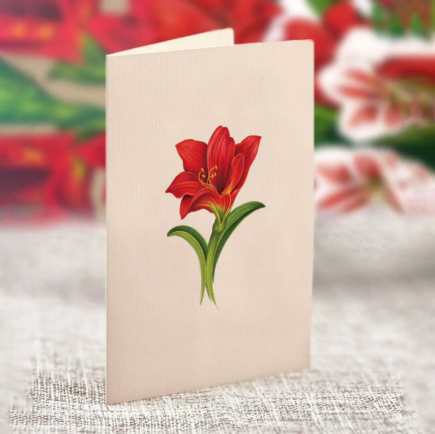 Mini Paper Bouquet - Scarlet Amarylis - 6"