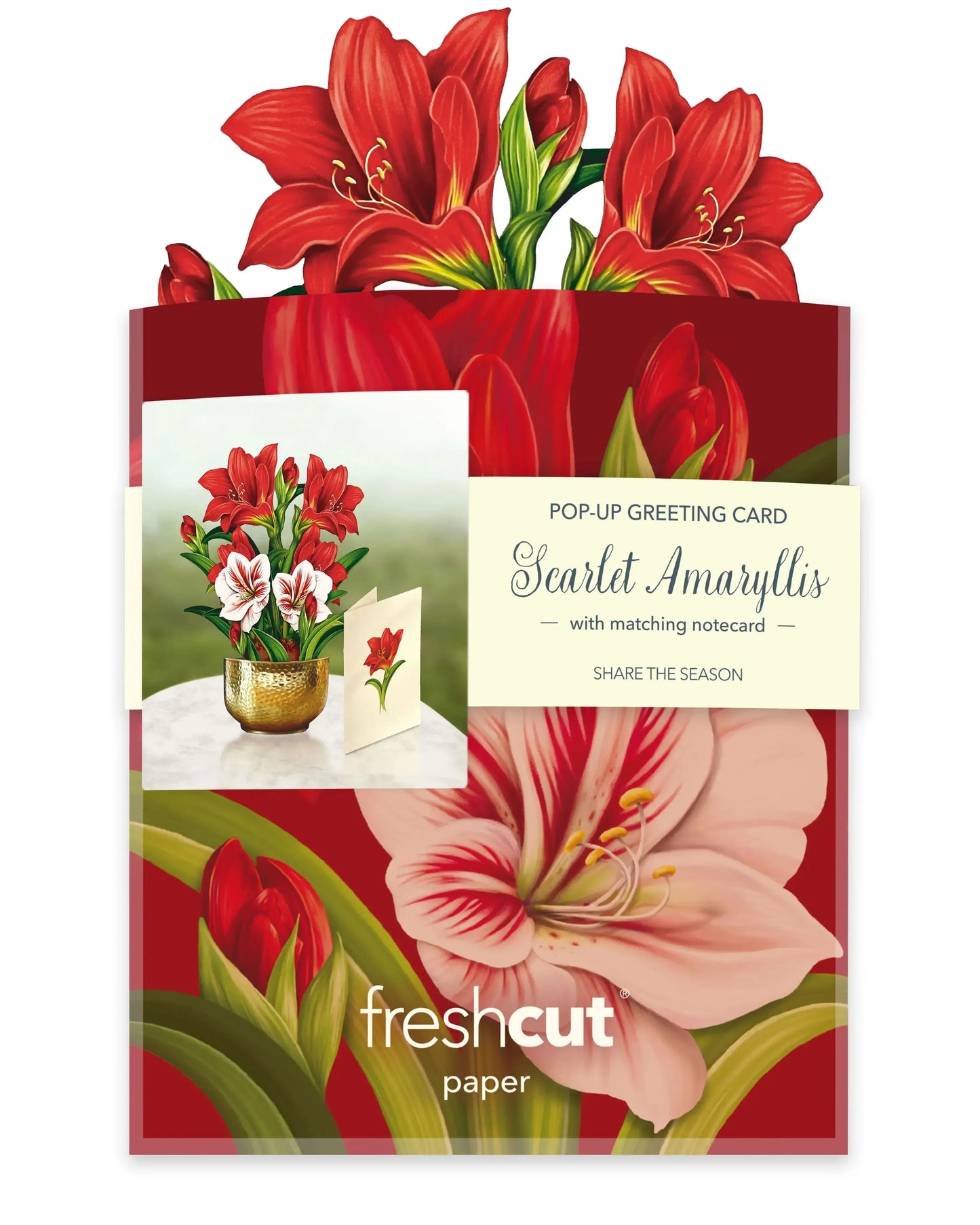 Mini Paper Bouquet - Scarlet Amarylis - 6"