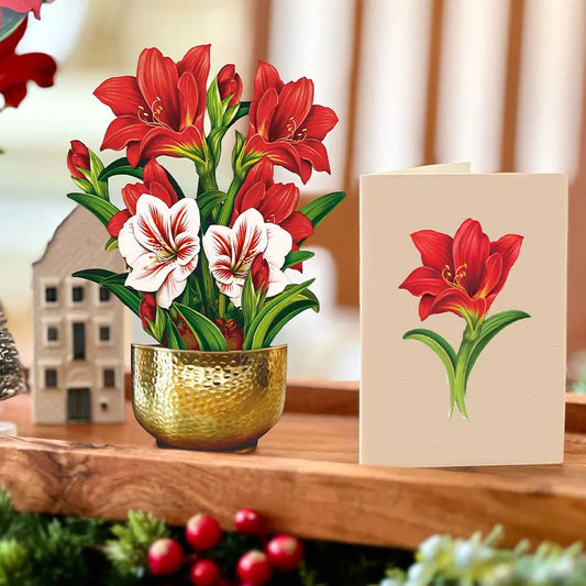 Mini Paper Bouquet - Scarlet Amarylis - 6"