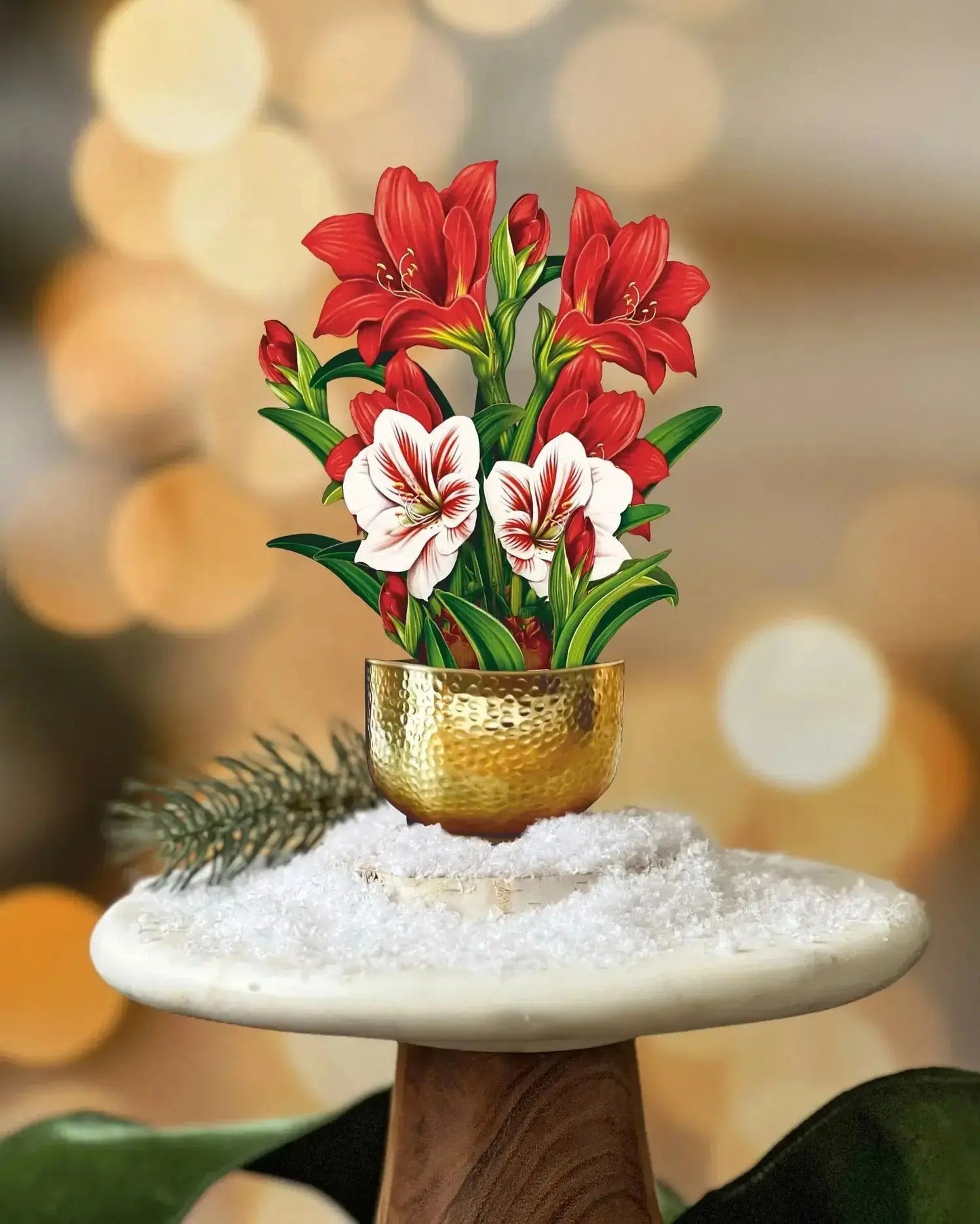 Mini Paper Bouquet - Scarlet Amarylis - 6"