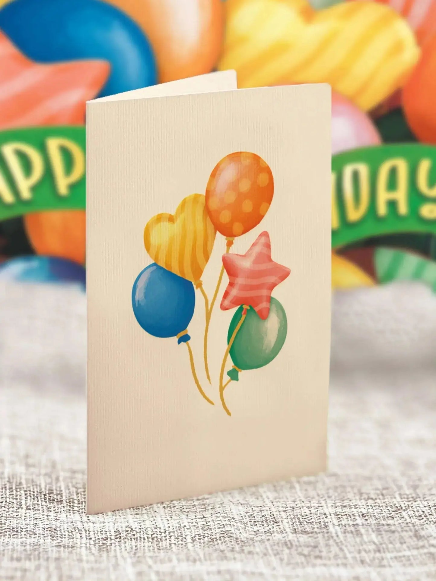 Mini Pop Up Card - Birthday Balloons Multi-Colour - 6"