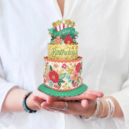 Mini Pop Up Card - Birthday Cake Floral - 6"
