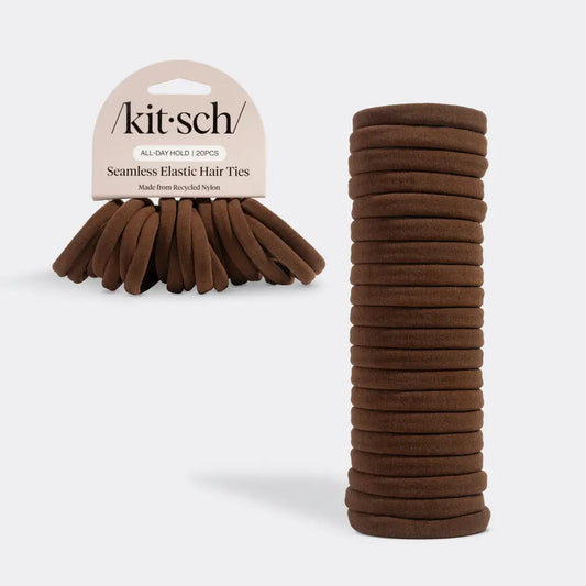 Hair Elastics - Nylon - Chocolate Brown Set of 20