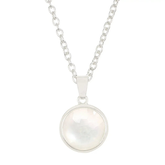 Necklace - Mother of Pearl Circle - Silver 18”