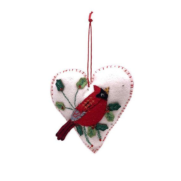 Ornament - Felt - Cardinal Heart