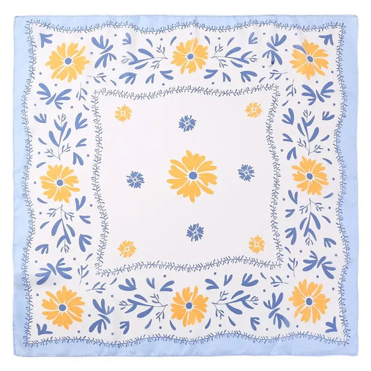 Square Scarf Bandana - Floral Blue & Yellow