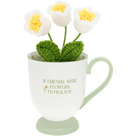 Gift Set - Mug & Crochet Flowers - Friends 13oz
