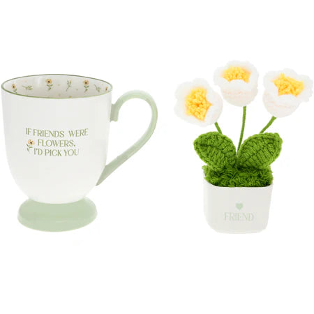 Gift Set - Mug & Crochet Flowers - Friends 13oz