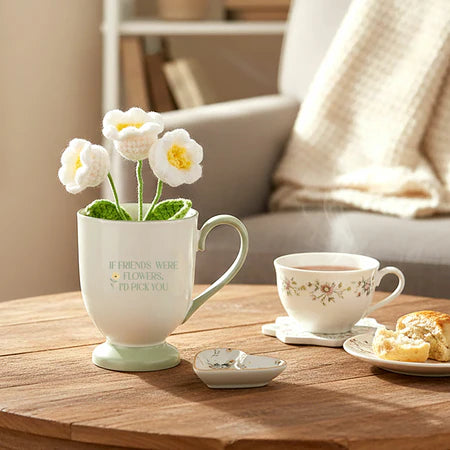 Gift Set - Mug & Crochet Flowers - Friends 13oz